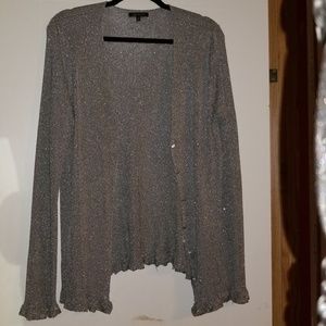 Xl Anne Klein Silver Sparkly Cardigan